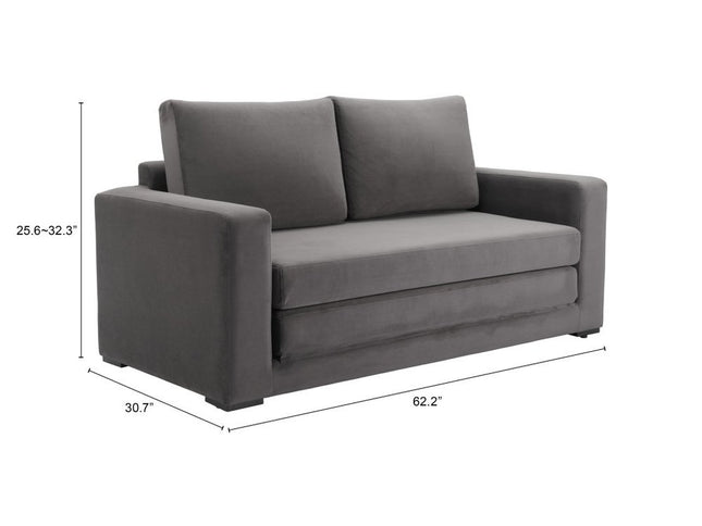63" Gray Upholstered Wood Sofa