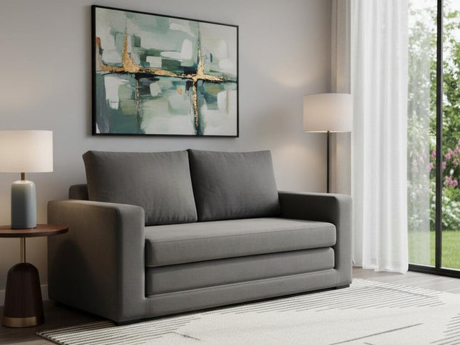 63" Gray Upholstered Wood Sofa