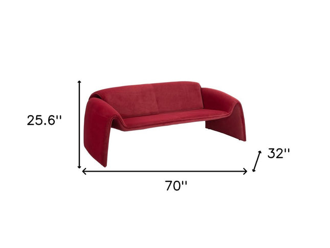 70" Red Upholstered Wood Sofa