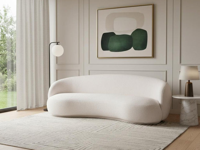 93" Cream Upholstered Wood Sofa