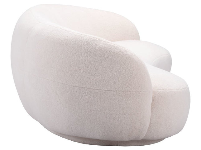 93" Cream Upholstered Wood Sofa