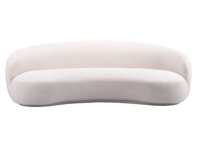 93" Cream Upholstered Wood Sofa