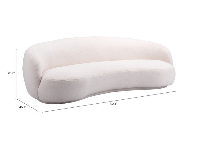 93" Cream Upholstered Wood Sofa