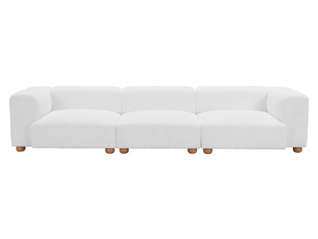 150" White Upholstered Wood Sofa