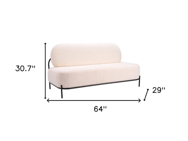 64" Vanilla Upholstered Wood Sofa