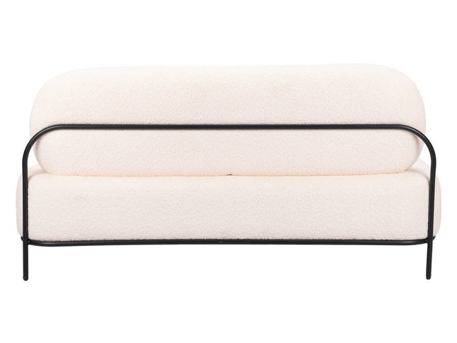 64" Vanilla Upholstered Wood Sofa