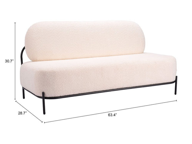 64" Vanilla Upholstered Wood Sofa