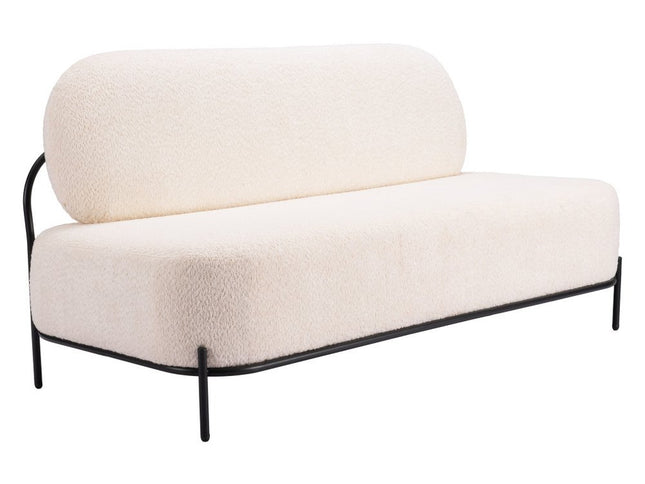 64" Vanilla Upholstered Wood Sofa