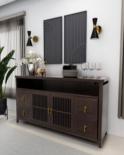 Set of Two Black Metal Abstract Hanging Dimensional Sculptures