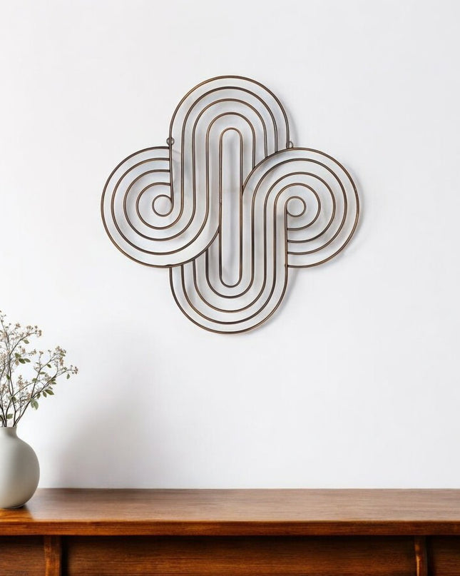 20" X 20" Bronze Metal Abstract Geometric Hanging Dimensional Sculpture