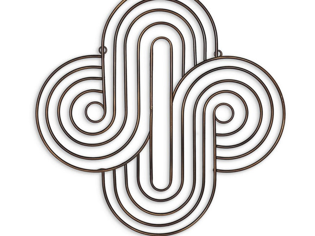 20" X 20" Bronze Metal Abstract Geometric Hanging Dimensional Sculpture