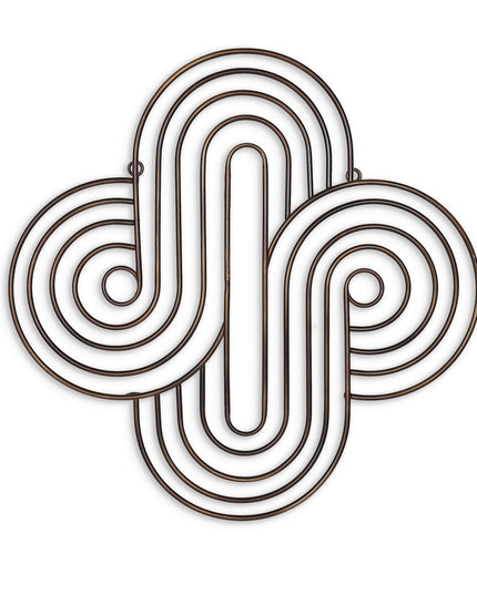 20" X 20" Bronze Metal Abstract Geometric Hanging Dimensional Sculpture