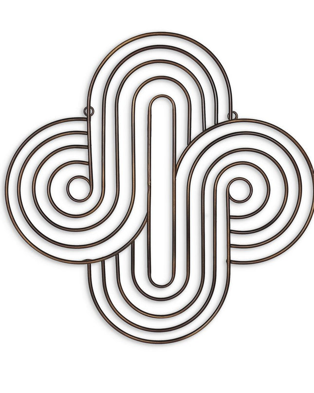 20" X 20" Bronze Metal Abstract Geometric Hanging Dimensional Sculpture