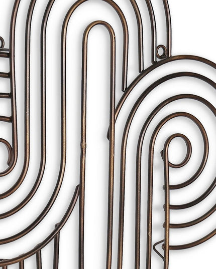 20" X 20" Bronze Metal Abstract Geometric Hanging Dimensional Sculpture