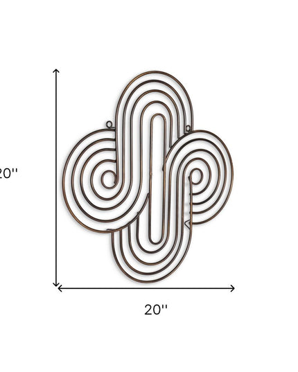 20" X 20" Bronze Metal Abstract Geometric Hanging Dimensional Sculpture