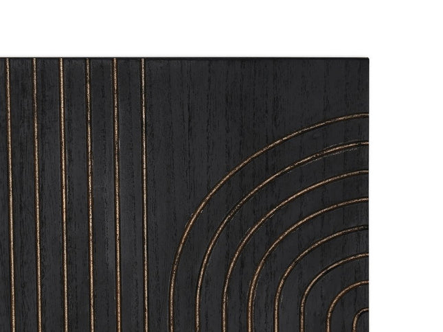 Set of Two 36" X 12" Black Carved Wood Hanging Dimensional Sculptures