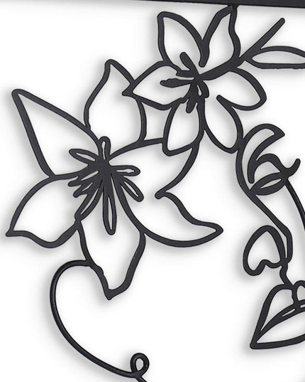 20" X 14" Black Metal Abstract Female Face Hanging Dimensional Sculpture