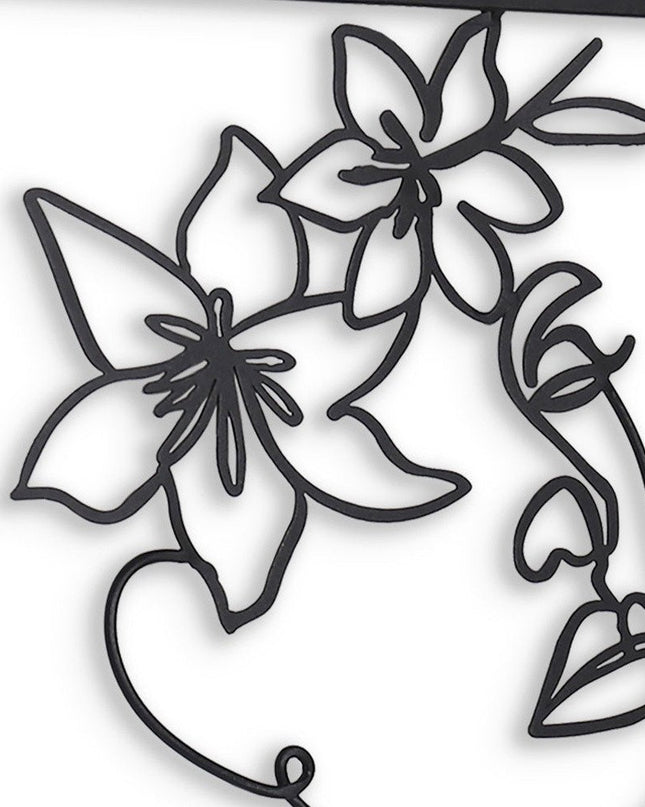 20" X 14" Black Metal Abstract Female Face Hanging Dimensional Sculpture