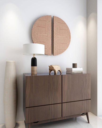 Set of Two Brown Wood Hanging Dimensional Sculpture