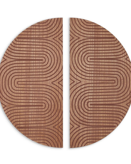 Set of Two Brown Wood Hanging Dimensional Sculpture