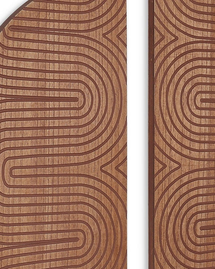 Set of Two Brown Wood Hanging Dimensional Sculpture