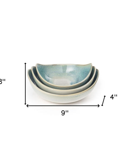 Set of Three Blue And White Ceramic Decorative Bowl