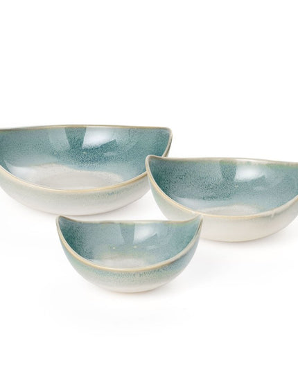Set of Three Blue And White Ceramic Decorative Bowl