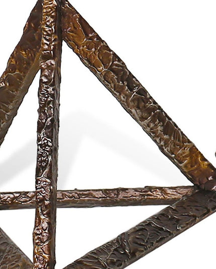Set of Three Bronze Metal Pyramid Tabletop Sculptures