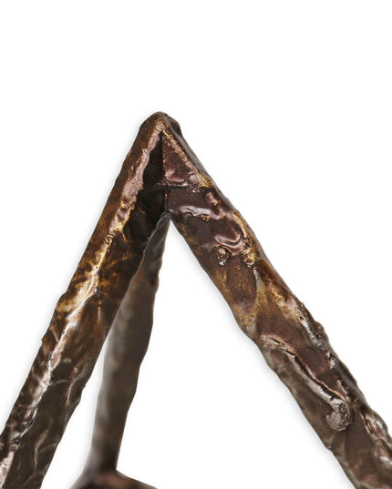 Set of Three Bronze Metal Pyramid Tabletop Sculptures