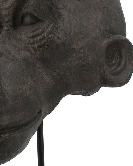16" Brown Resin Gorilla Face Tabletop Sculpture