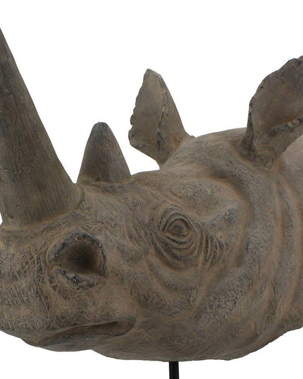 17" Brown Resin Rhinoceros Tabletop Sculpture