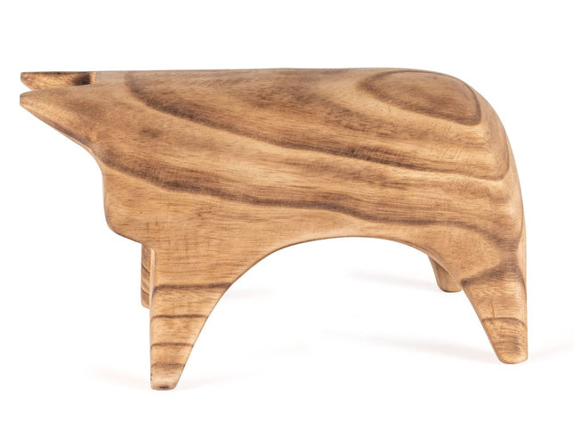 6" Brown Solid Wood Bull Tabletop Sculpture