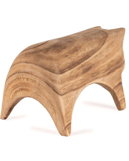 6" Brown Solid Wood Bull Tabletop Sculpture