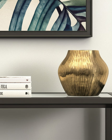 11" Gold Aluminum Round Table Vase