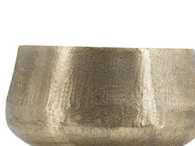 Set of Two Gold Aluminum Round Table Vases