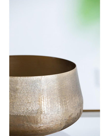 Set of Two Gold Aluminum Round Table Vases