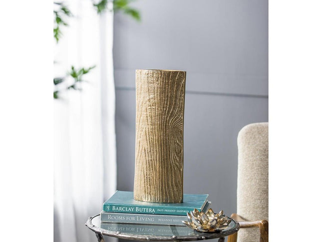 15" Gold Oval Aluminum Table Vase