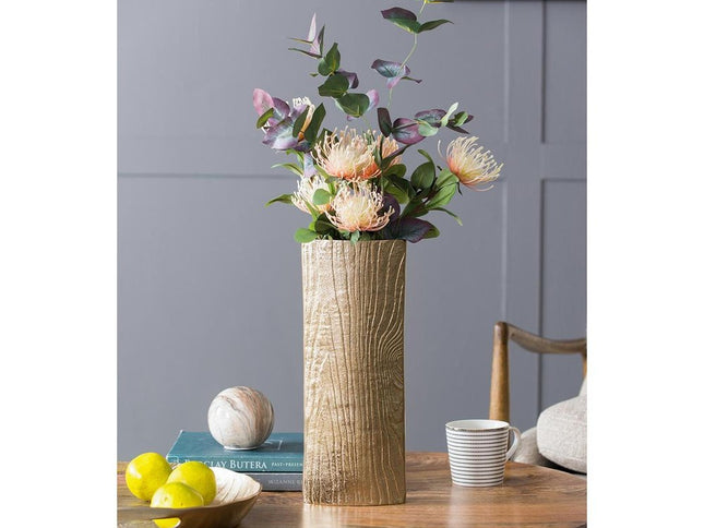 15" Gold Oval Aluminum Table Vase