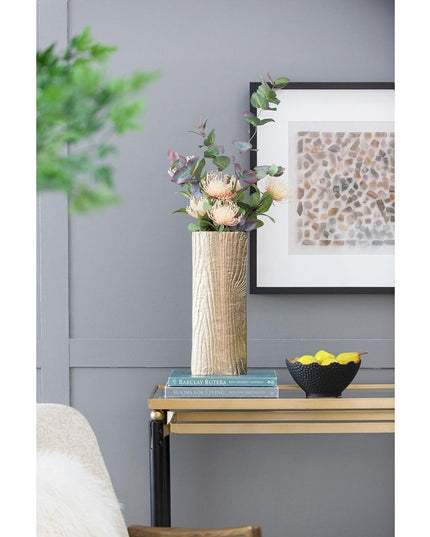 15" Gold Oval Aluminum Table Vase