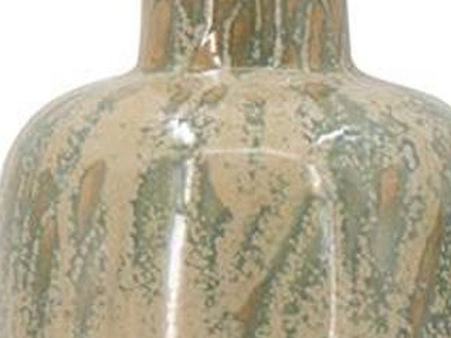 Set of Three Beige Blue And Green Round Ceramic Table Vase