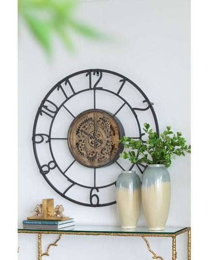 16" Blue And Cream Reactive Glaze Ceramic Cylinder Table Vase