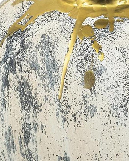 12" Gray Ivory And Gold Modern Abstract Ceramic Table Vase