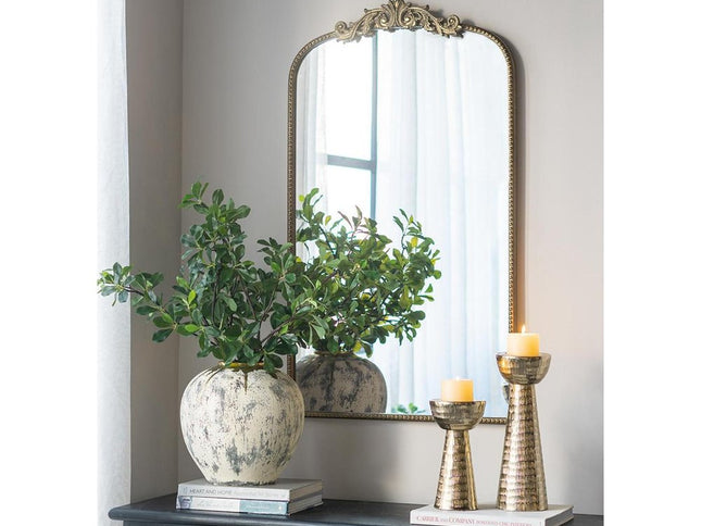 12" Gray Ivory And Gold Modern Abstract Ceramic Table Vase