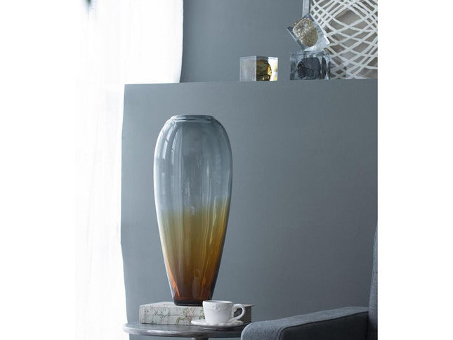 19" Clear And Brown Ombre Glass Table Vase