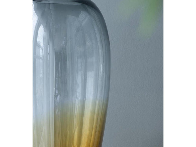 19" Clear And Brown Ombre Glass Table Vase