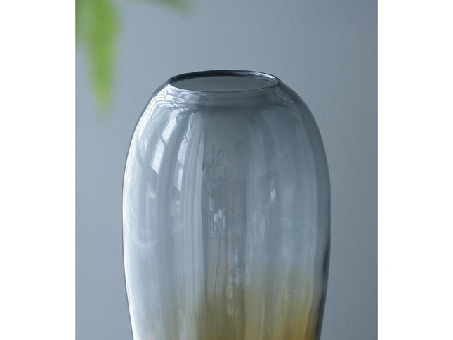 19" Clear And Brown Ombre Glass Table Vase