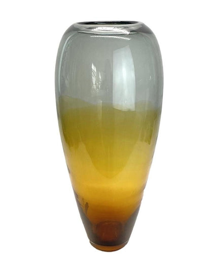 19" Clear And Brown Ombre Glass Table Vase