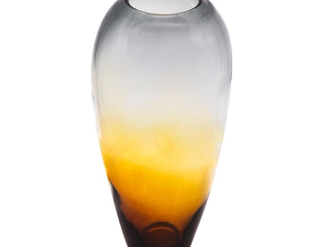 19" Clear And Brown Ombre Glass Table Vase