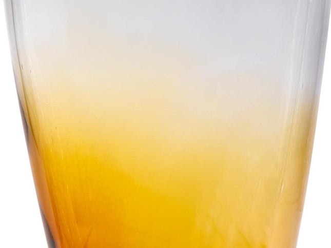 19" Clear And Brown Ombre Glass Table Vase