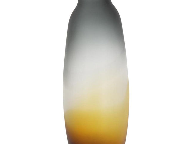 17" Charcoal And Orange Ombre Glass Table Vase